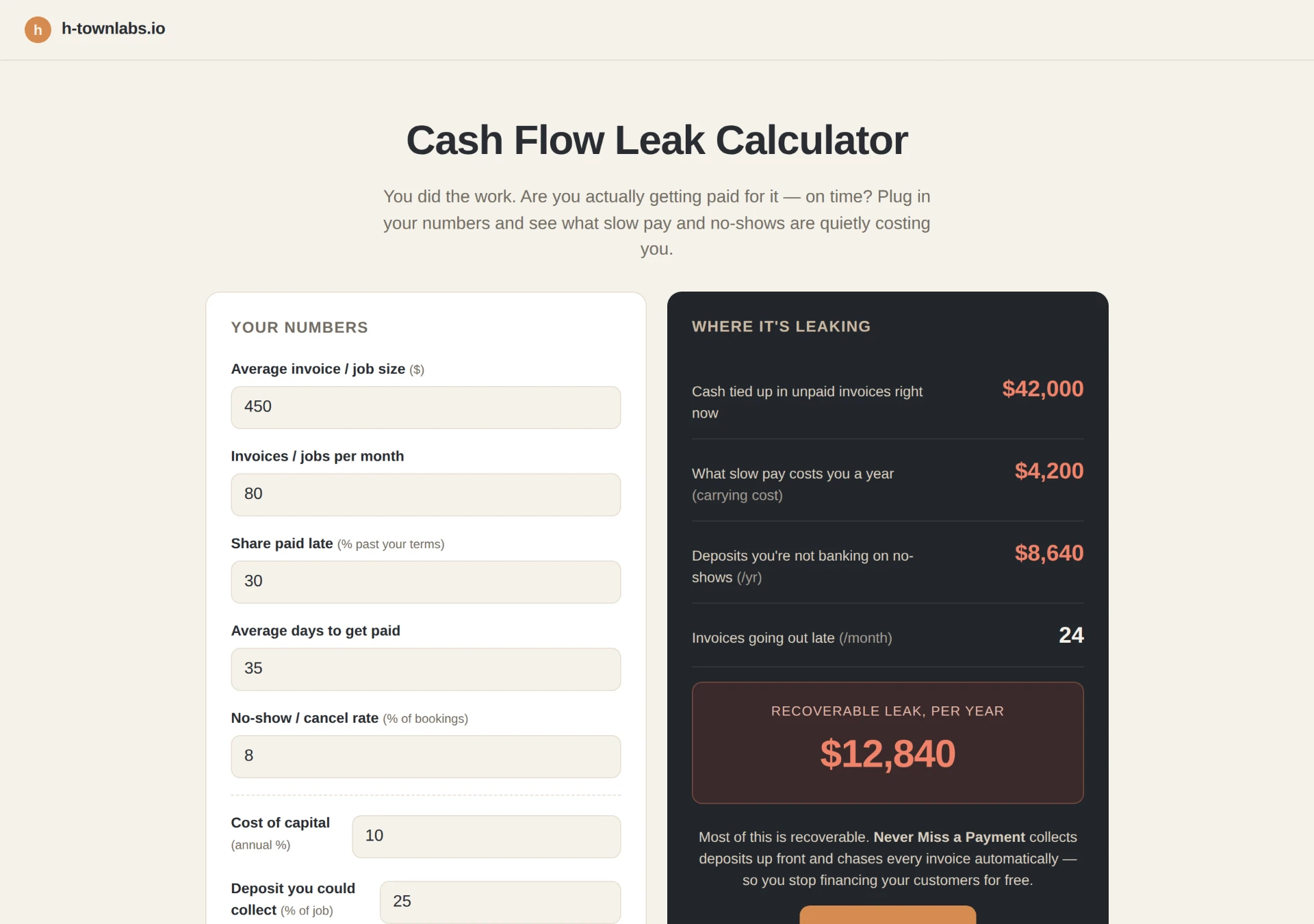 Cash Flow Leak Calculator preview